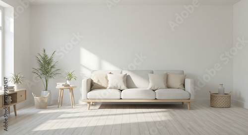 Sunlit sanctuary: A tranquil and minimalist living space imbued with light