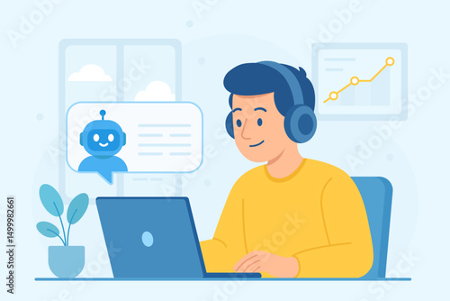 AI Chatbot Online Learning Illustration