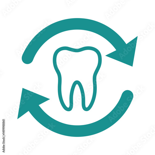 Dental care renewal cycle icon teal arrows tooth healthcare