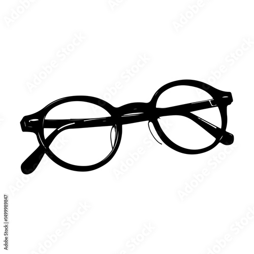 Stylish black round/oval frame glasses silhouette: a classic and intellectual design perfect for modern branding, academic themes, or fashion-related graphics.