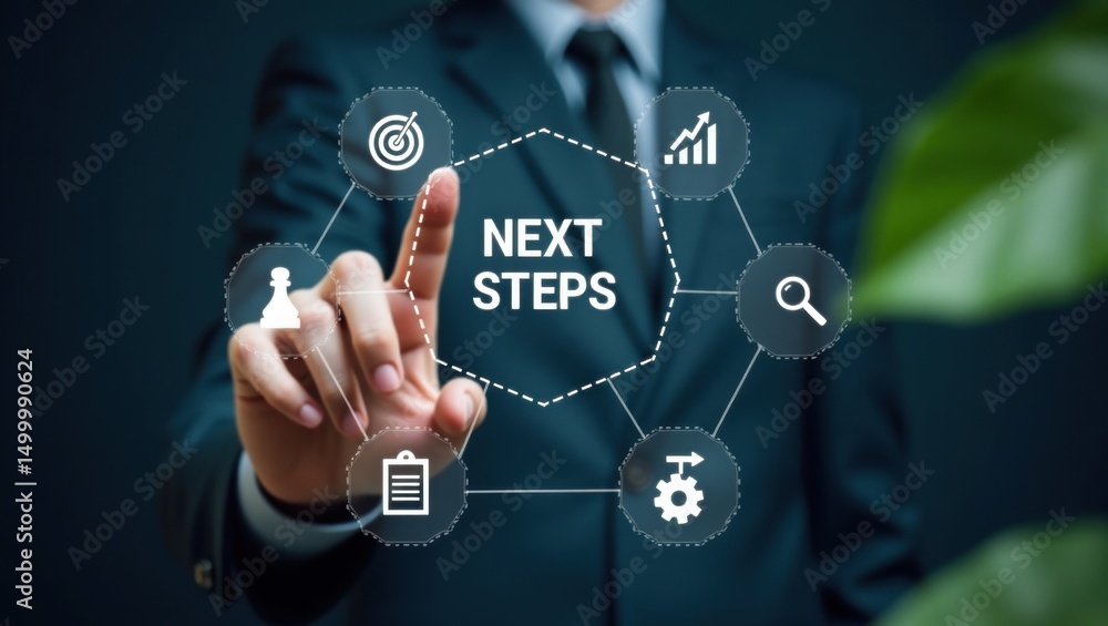 custom made wallpaper toronto digitalA hand points to a graphic display of next steps.