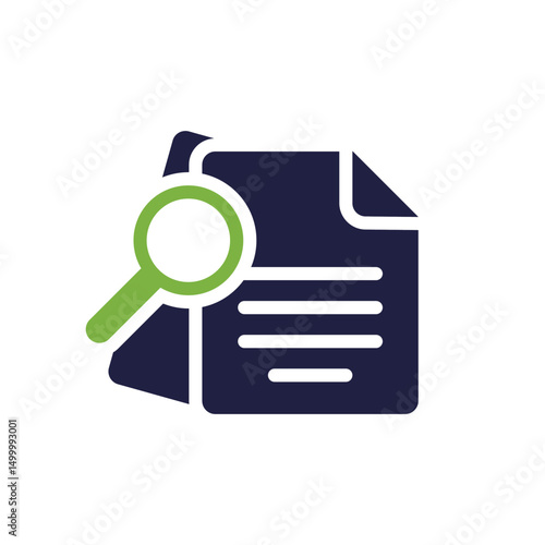 The file icon with a magnifying glass symbolizes efficient search functionality, enhancing document management systems by simplifying navigation and improving overall organization