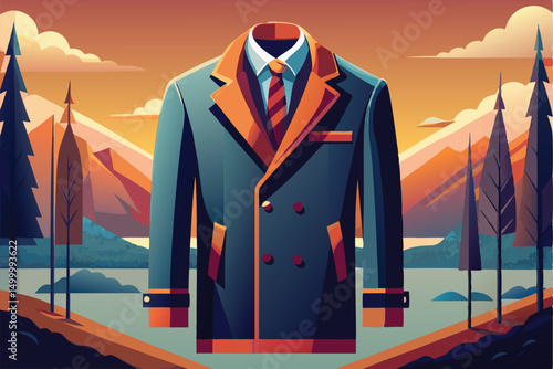Stylish Double Breasted Coat in an Autumnal Landscape