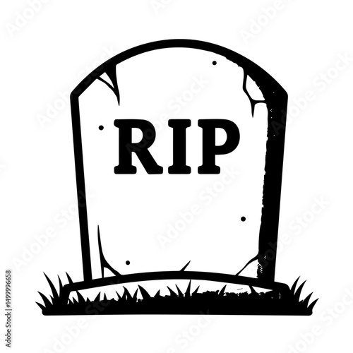Halloween tombstone illustration with rip inscription. Simple halloween gravestone design, perfect for spooky themed projects.  This halloween image is ideal for creating halloween invitations or part