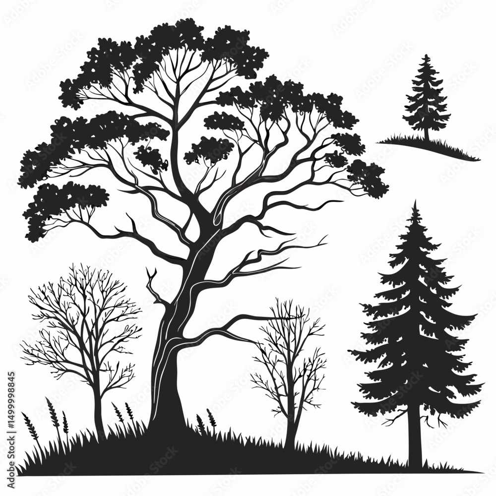 Fototapeta premium set of vector trees