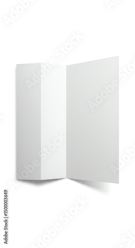 Blank white greeting card mockup opened on a white background studio shot