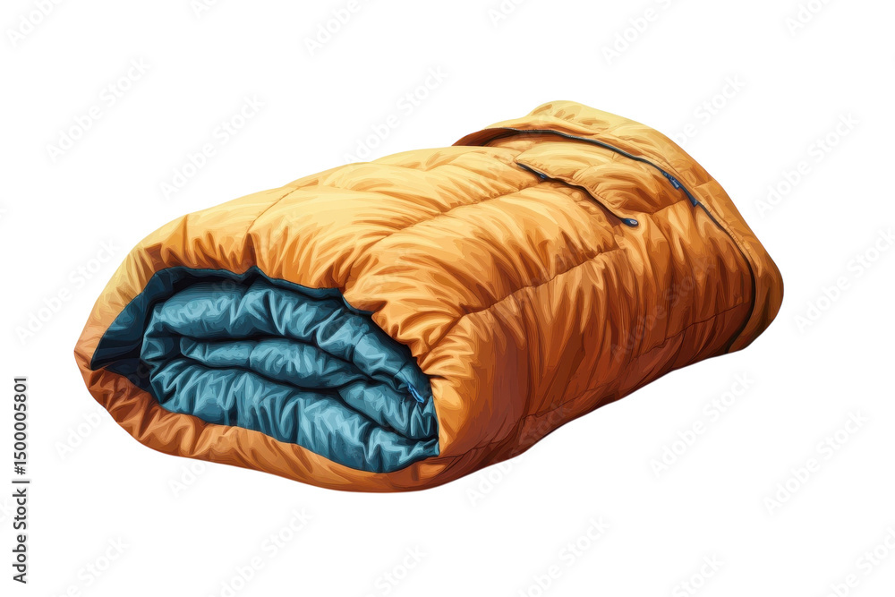 An inviting neatly rolled sleeping bag promising warmth and adventure in the great outdoors on transparent background An inviting neatly rolled sleeping bag promising warmth and adventure in the great outdoors on transparent background