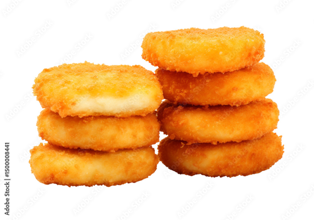 Crispy fried chicken nuggets stack isolated on a white background, Png Transparent Background Crispy fried chicken nuggets stack isolated on a white background, Png Transparent Background