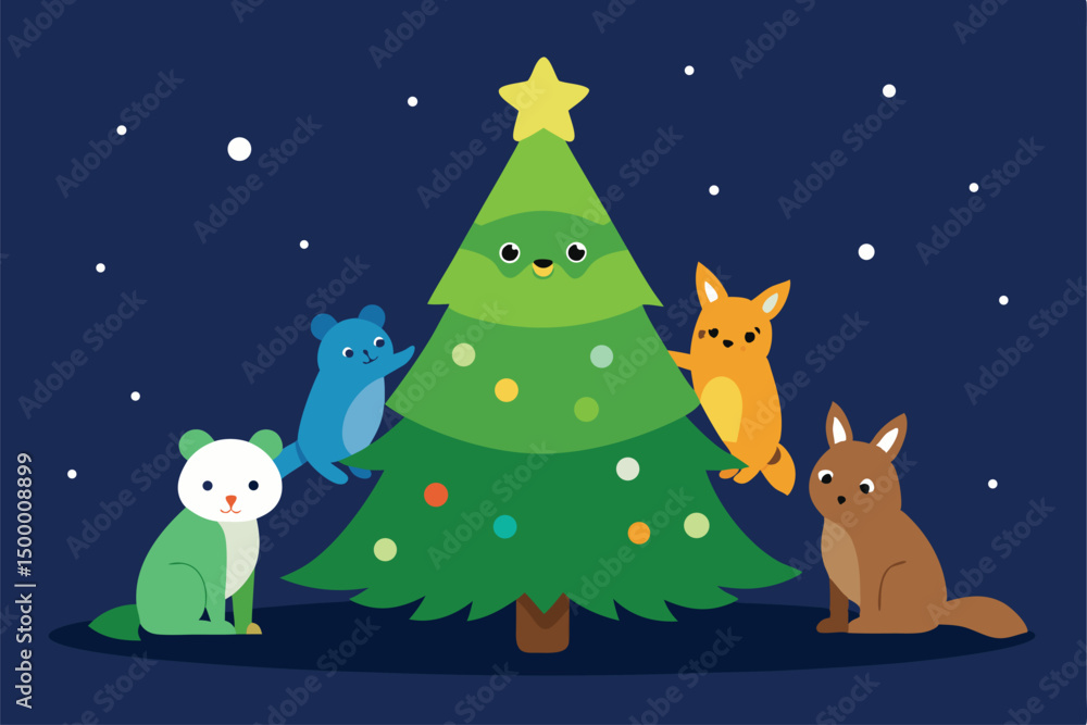 Fototapeta premium christmas card with deer