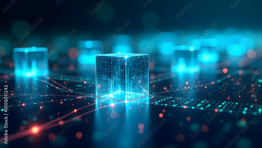 Fototapeta premium Future blockchain data cube network