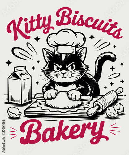 Cute Kitty Biscuits Bakery Funny Cat Lovers Baking Humor