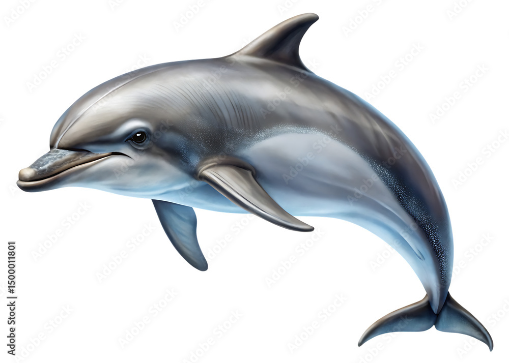 Fototapeta premium dolphin side view on white background, PNG