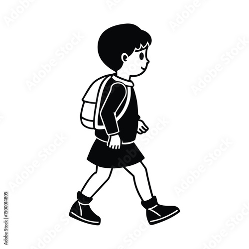 child going to  school silhouette