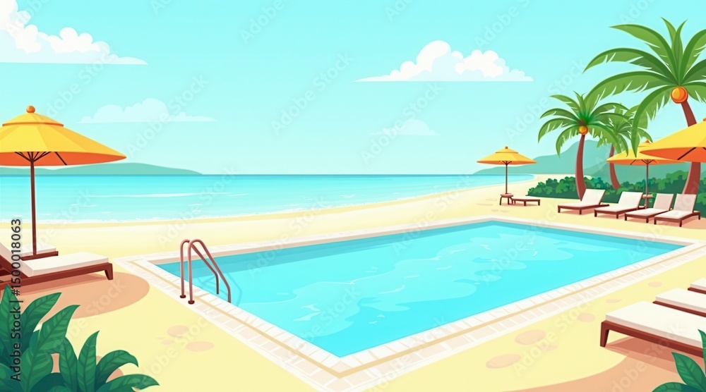 Obraz premium Tropical Beach Resort Pool