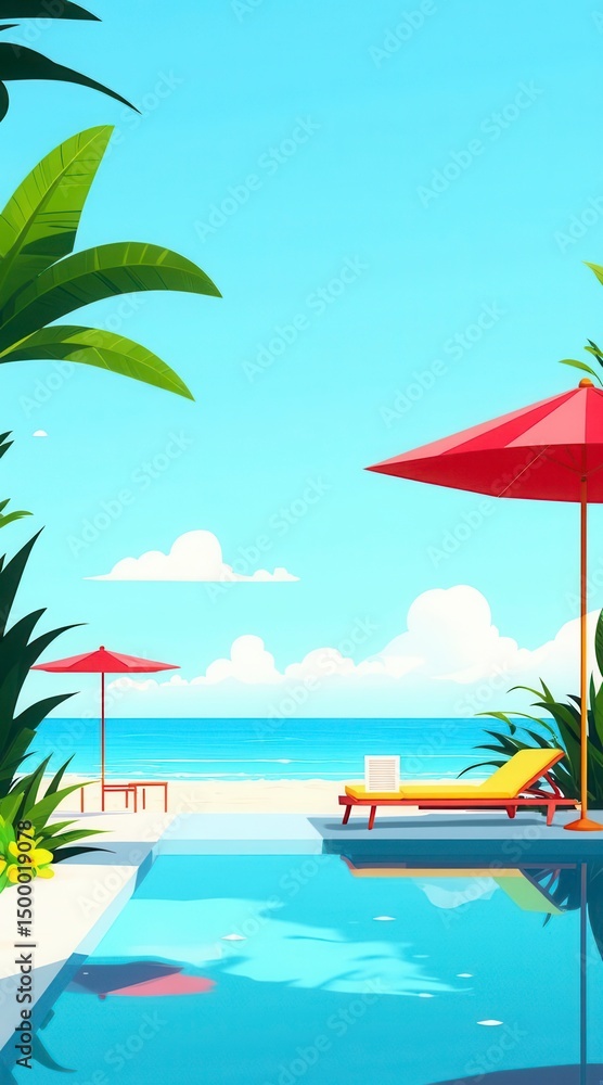 Obraz premium Tropical Poolside Paradise