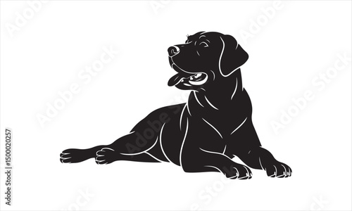 Black Labrador Silhouette Vector Art - Dog Lying Down