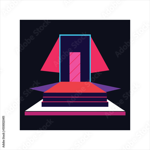Fashion Show Podium with Spotlights Vector Art
