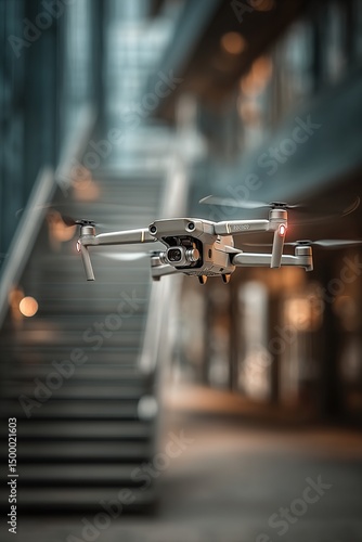 Drone Flying Urban Stairwell.