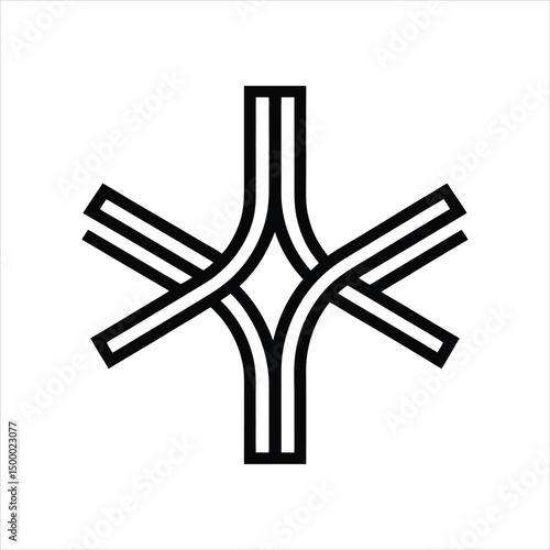 Minimal Roadway Junction Line Icon Vector