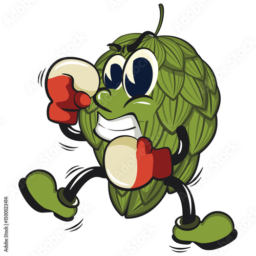 vintage hops vektor illustration mascot character practicing boxing wearing boxing glove, work of hand drawn