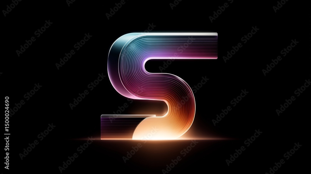 Illuminated Number Five Artwork on Dark Backdrop Creates Futuristic Aesthetic Illuminated Number Five Artwork on Dark Backdrop Creates Futuristic Aesthetic