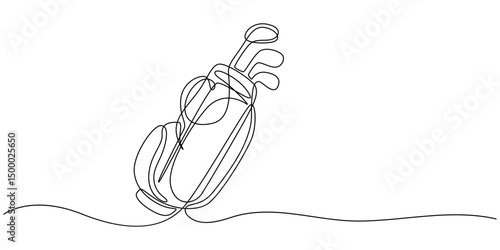Golf bag continuous one line drawing. Single line art illustration of golf equipment. Editable vector, Golf bag continuous line. Continuous one line drawing golf bag. Golf, bag  concept. Single line