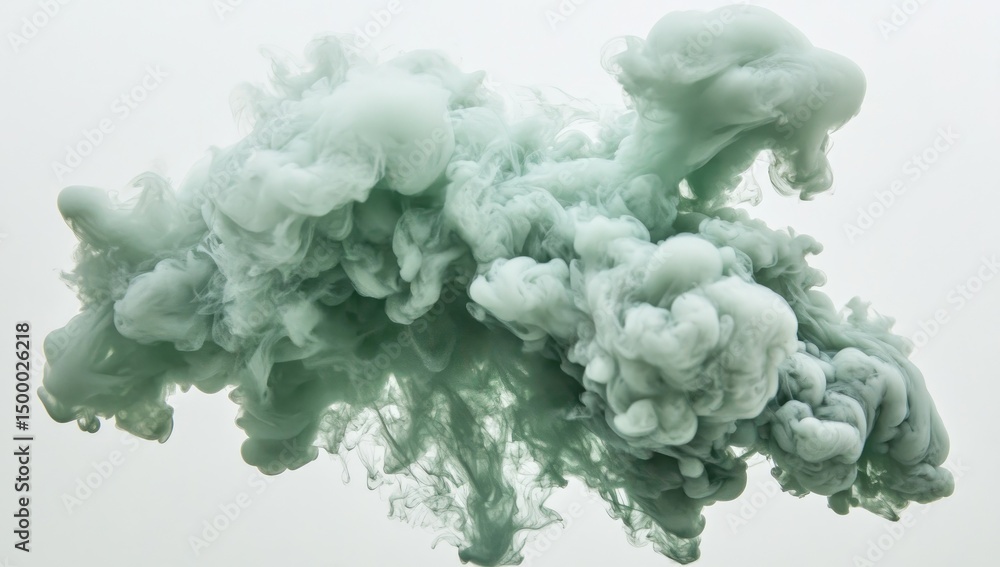 Naklejka premium Abstract cloud of light-green ink dissolving in clear liquid