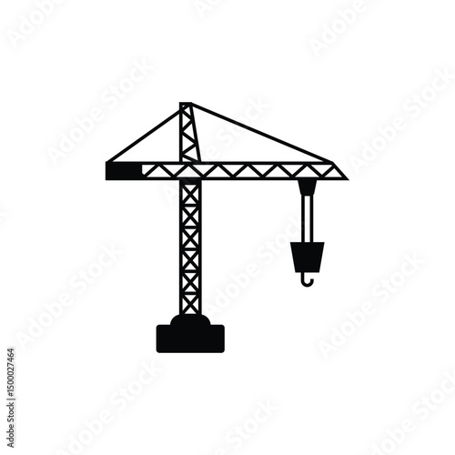 Simple black and white illustration of a construction crane.