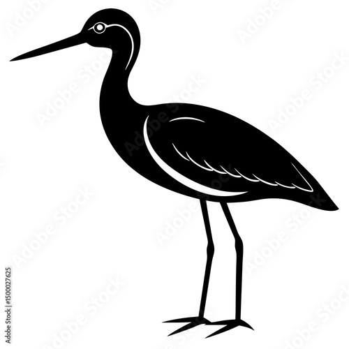 Wading Bird Perched Vector Style On White