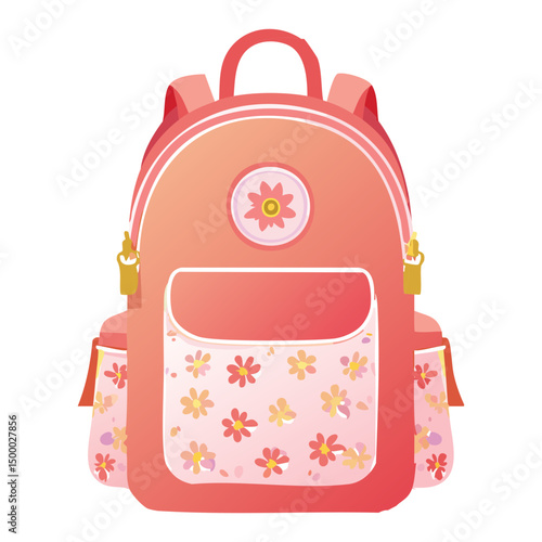 bright school bag with flower patterns