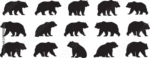 Black bear silhouette pattern background wildlife animal nature forest mammal illustration design graphic 100