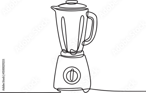Continuous one line art of electric blender or smoothie maker, minimalist kitchen appliance vector on white background

