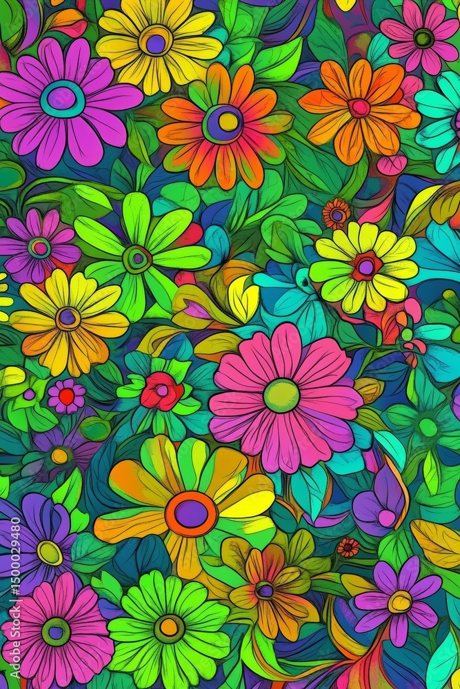 custom made wallpaper toronto digitalAbstract floral texture. Lineart and geometric pattern with multicolors.