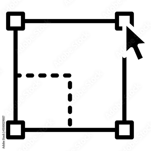 Scalable and Adaptive - Glyph Black Fill Silhouette - responsive grid with resize cursor, representing flexible business scaling and adaptability