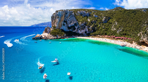 Photography Best and most beautiful beaches of Sardegna island (Italy) - Cala Luna in gulf o