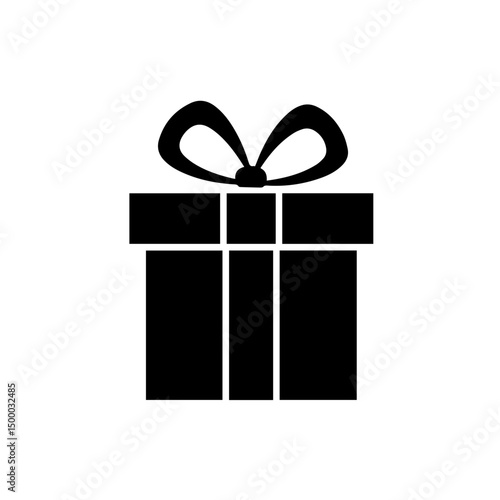 Festive gift box with ribbon bow. Elegant present for New Year and Christmas celebration. Stylish gift package design perfect for holiday cards and gift wrapping. This simple gift icon is ideal for Ne
