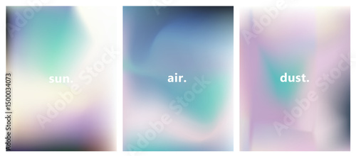 Vector illustration features abstract, soft gradient backgrounds in pastel tones.  The style is modern blur (blurry gradients)—a popular trend in 2025.