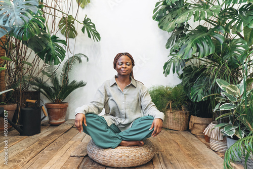 Experience the profound essence of serene meditation beautifully set in a lush indoor oasis