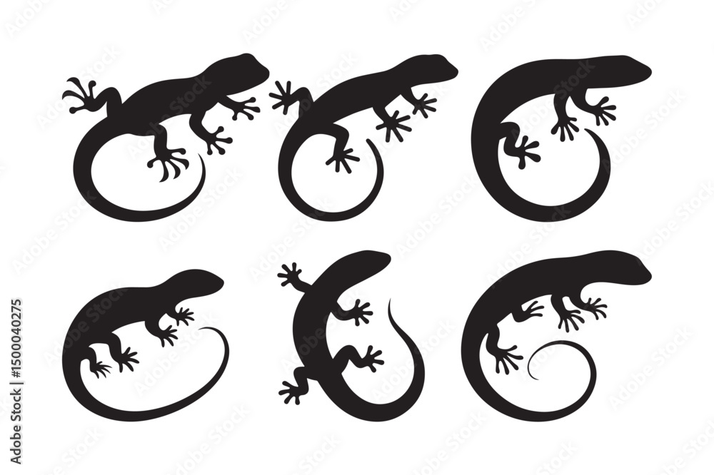 Obraz premium set of lizard silhouette vector illustration
