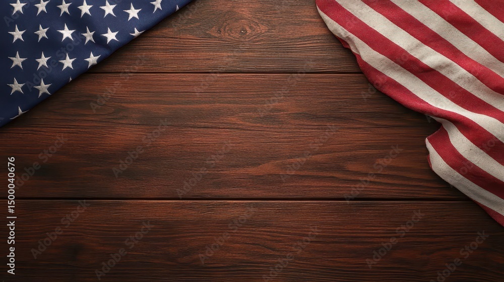 Obraz premium Rustic american flag display on weathered wooden background for patriotic celebrations
