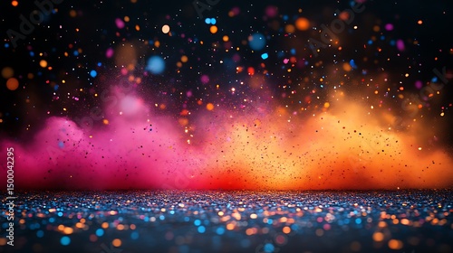 A colorful explosion of glitter dust with vibrant light particles