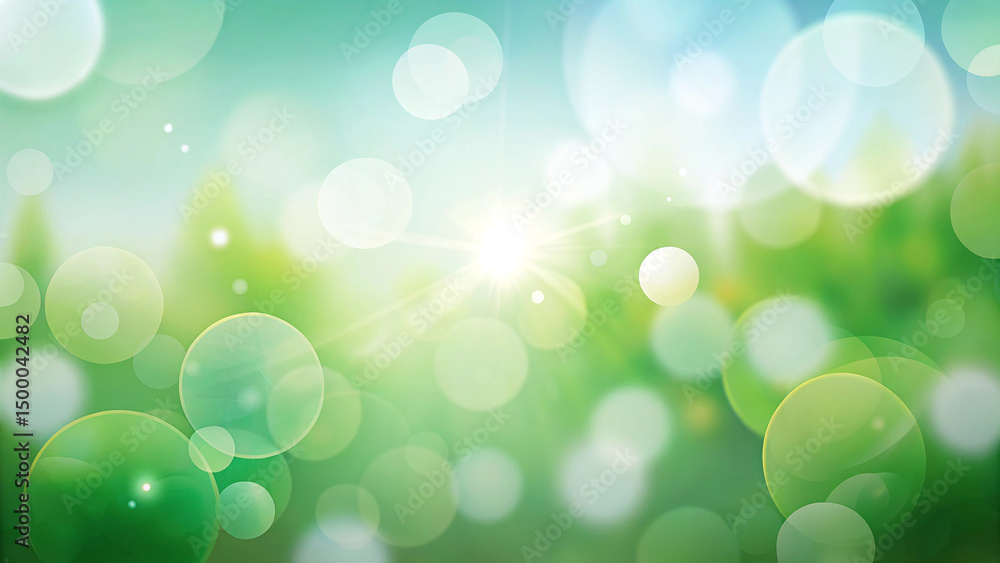 Fototapeta premium Abstract Green Nature Background with Bokeh Lights