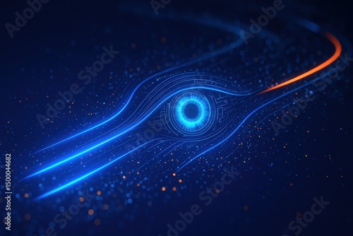 Digital Eye in Cyberspace – Futuristic AI and Surveillance Technology Concept