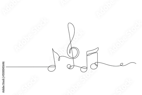 Continuous One Line Music Note Icon Minimalist Vector Illustration

