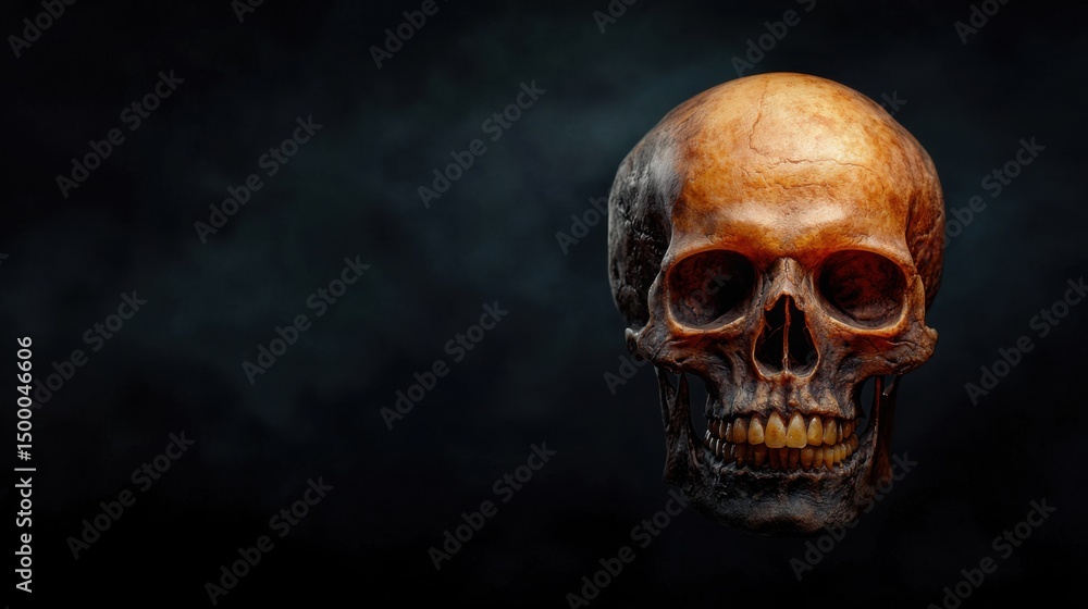 Fototapeta premium A skull is shown in a dark background
