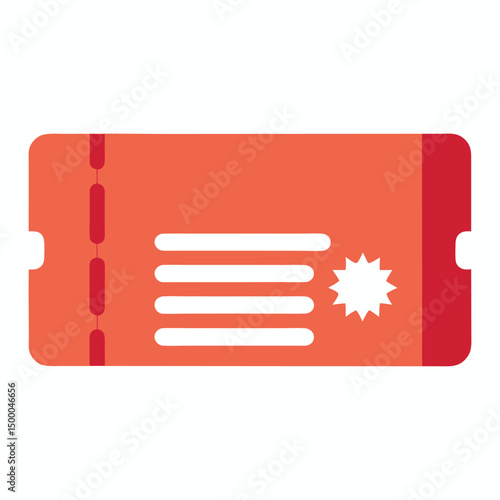 Simple orange ticket illustration for admission event access or celebration