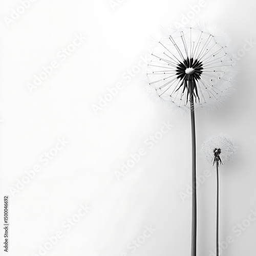 Wallpaper Mural Two elegant dandelion seed heads on white background showcasing a high resolution photo for artistic projects. Torontodigital.ca