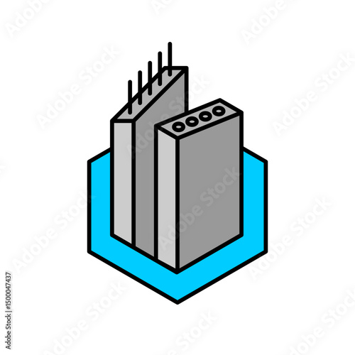 Precast concrete slab manufacturer logo. Building materials production symbol icon