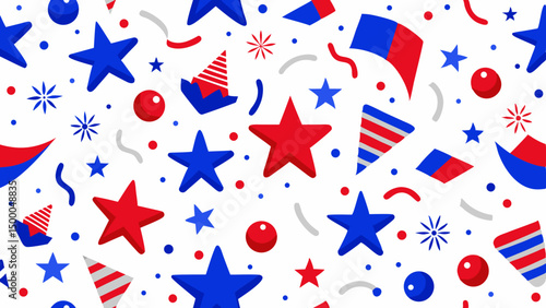 Patriotic fervor celebratory red white blue icons for a festive atmosphere sharp vector graphic