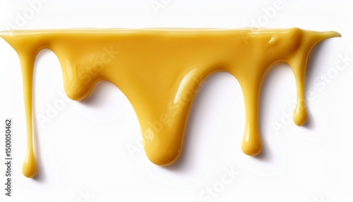 melted cheese dripping on white background
